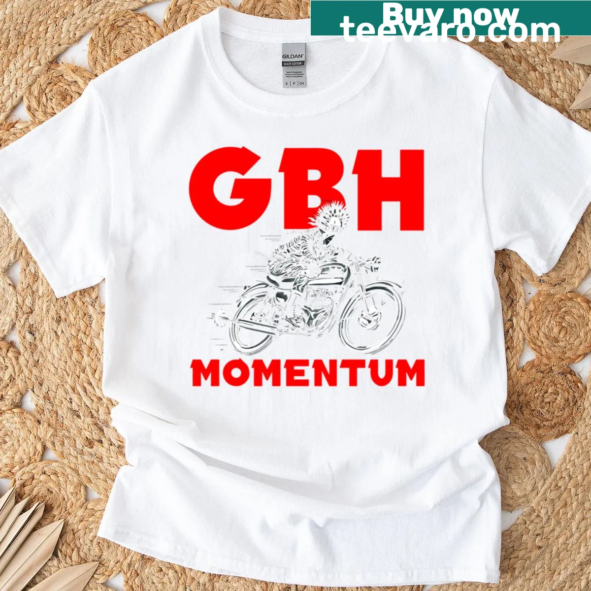 Graphic T-shirt featuring Gbh Band logo and illustration — on a men's t-shirt