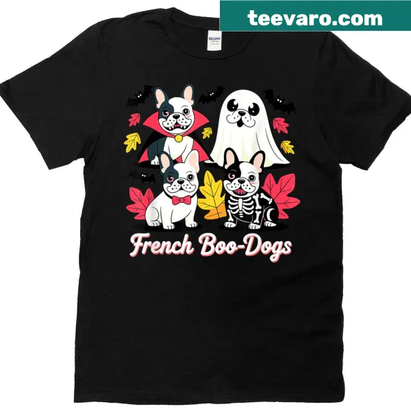 Funny Halloween shirt featuring a Ghost French Bulldog in a skeleton costume