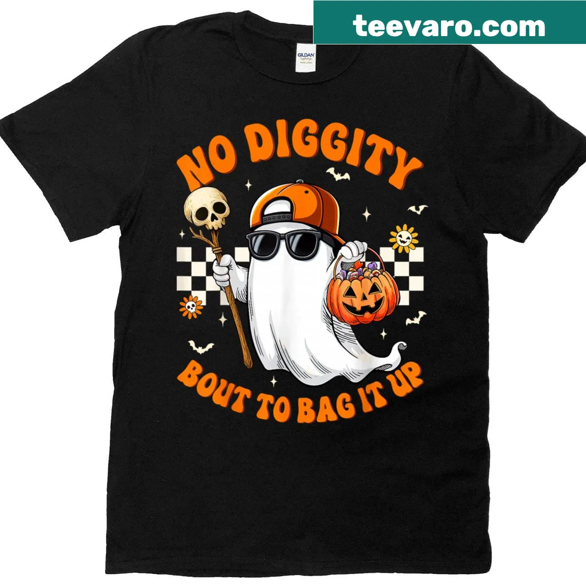 Kids T-shirt with a ghost graphic and fun Halloween saying — on a men's t-shirt