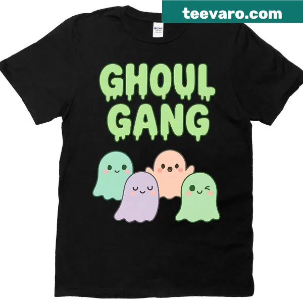 Funny Halloween T-shirt featuring a gang of ghosts