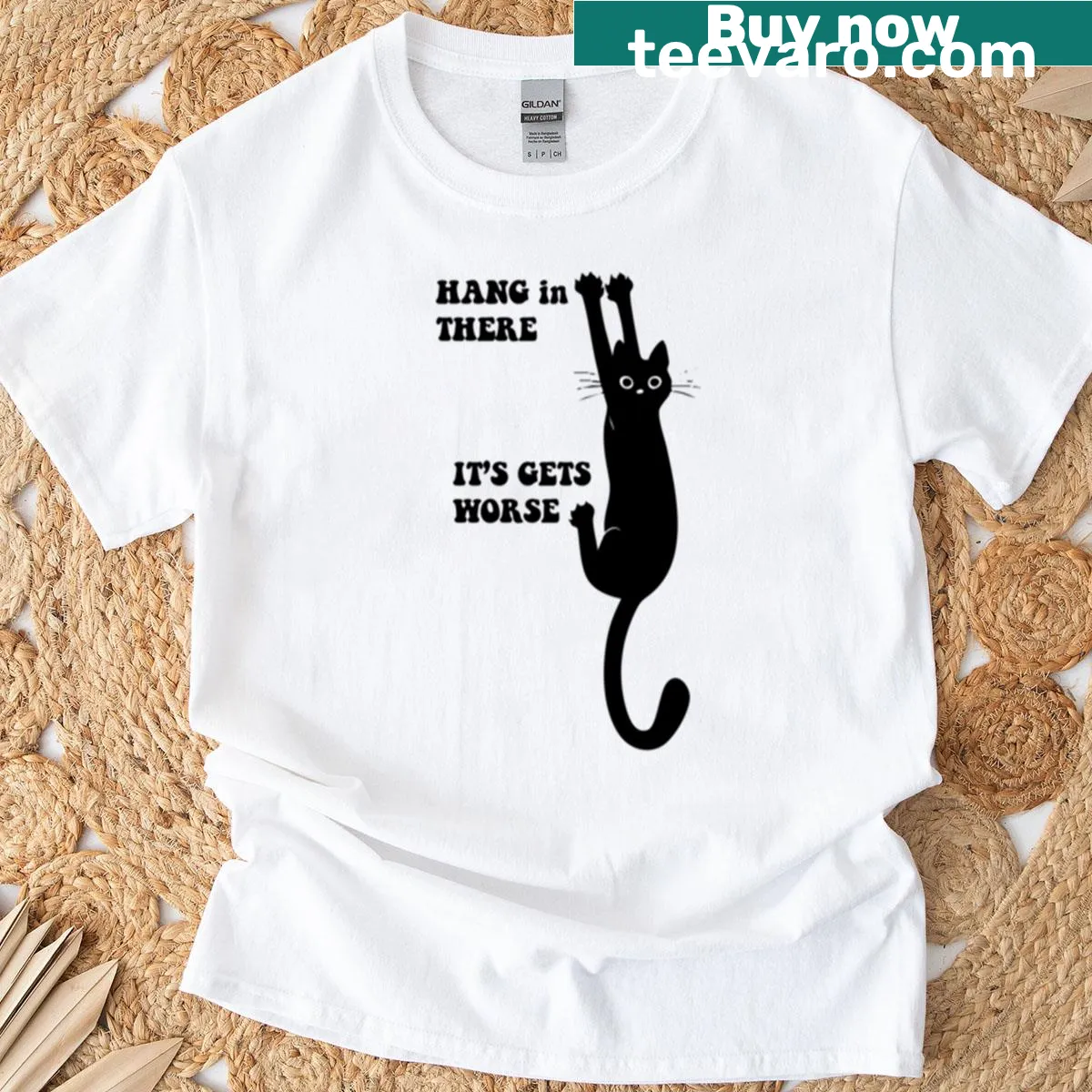Sarcastic T-shirt with the phrase Hang In There It Gets Worse — on a men's t-shirt