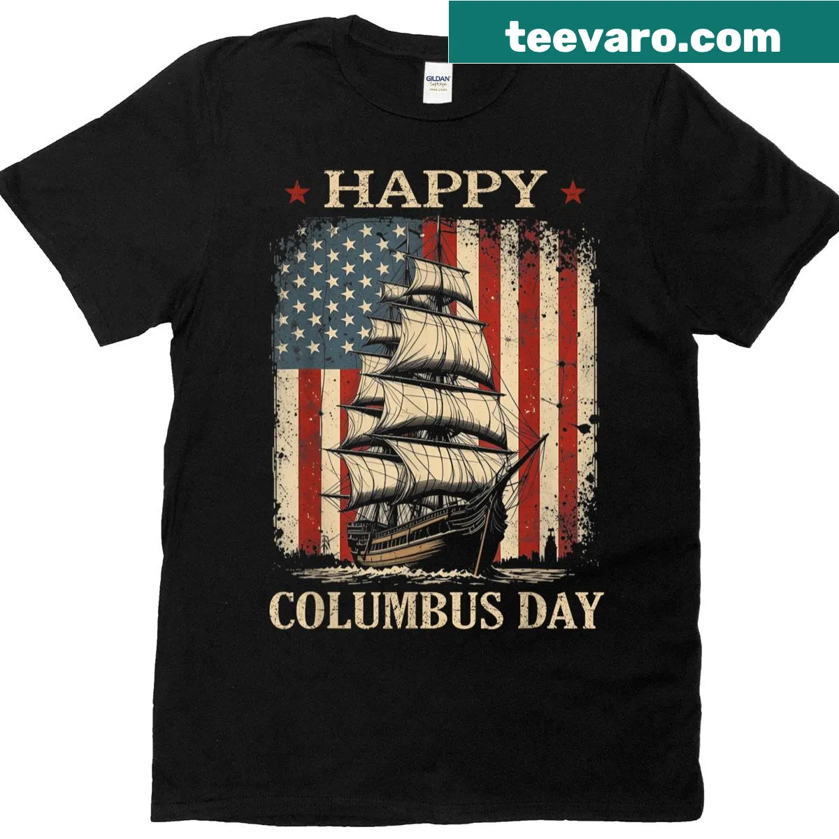 Columbus Day T-shirt celebrating Christopher Columbus — on a men's t-shirt
