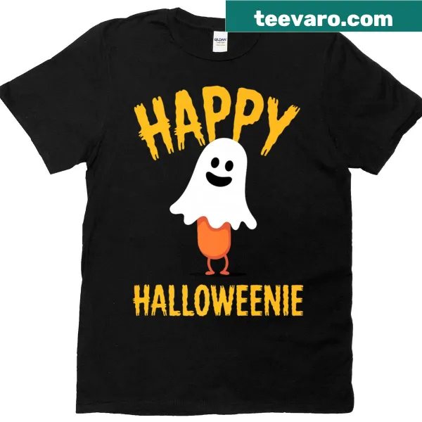 Cute ghost design on a Halloween-themed t-shirt