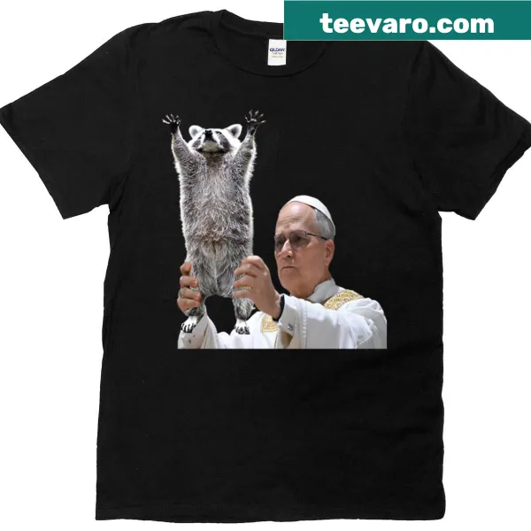 Holy Raccoon Blessing t-shirt featuring a serene raccoon illustration