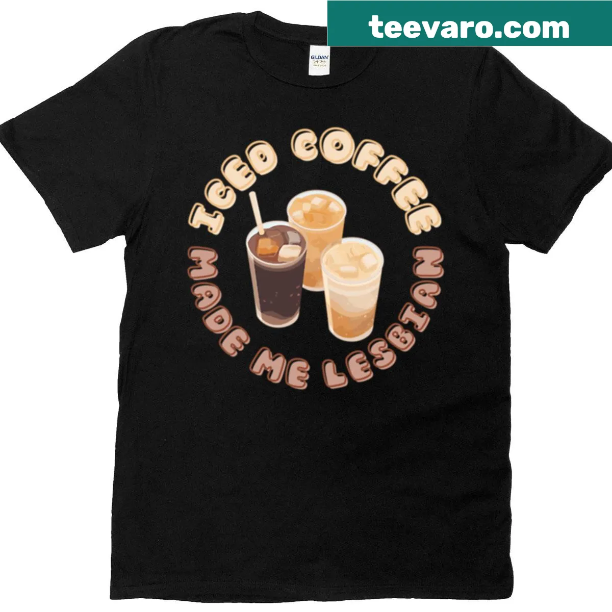 Iced coffee design with LGBTQIA+ elements on a T-shirt — on a men's t-shirt