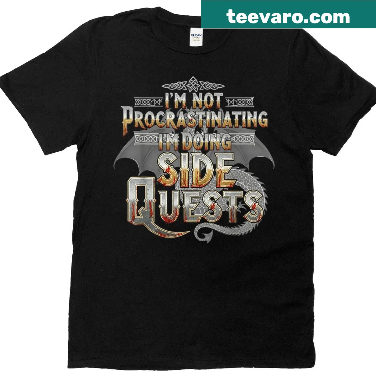 Funny gamer t-shirt with the phrase 'I'm Not Procrastinating' — on a men's t-shirt