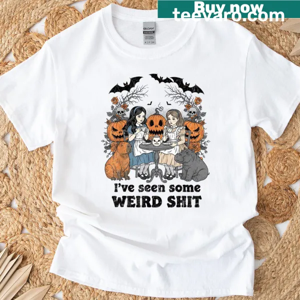 Halloween graphic t-shirt with 'I've Seen Some Weird Shit' text