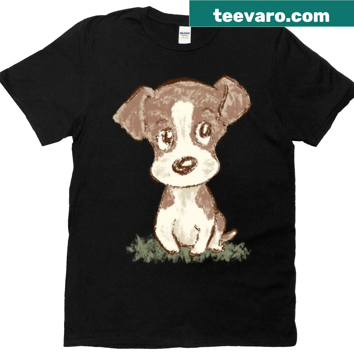 T-shirt with a playful illustration of a Jack Russell Terrier — on a men's t-shirt