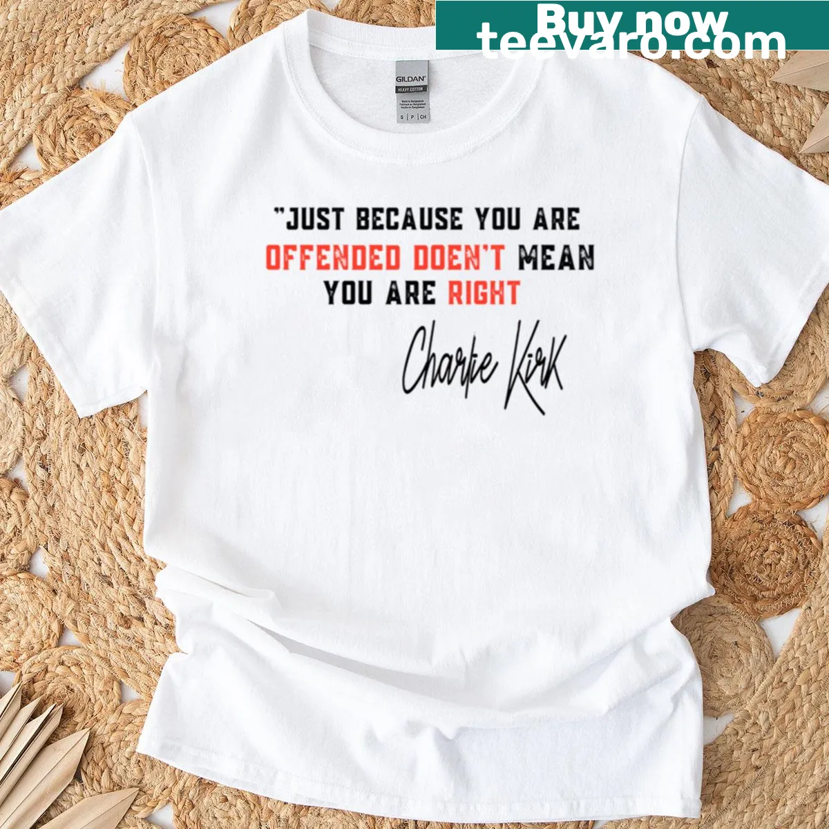 T-shirt featuring a quote about offense and opinion — on a men's t-shirt