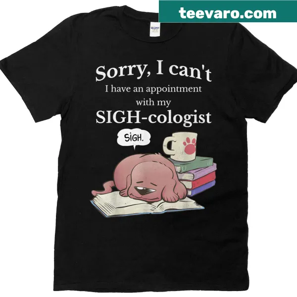 Funny T-shirt for dog lovers with 'Kawaii Dog Sigh-cologist' graphic