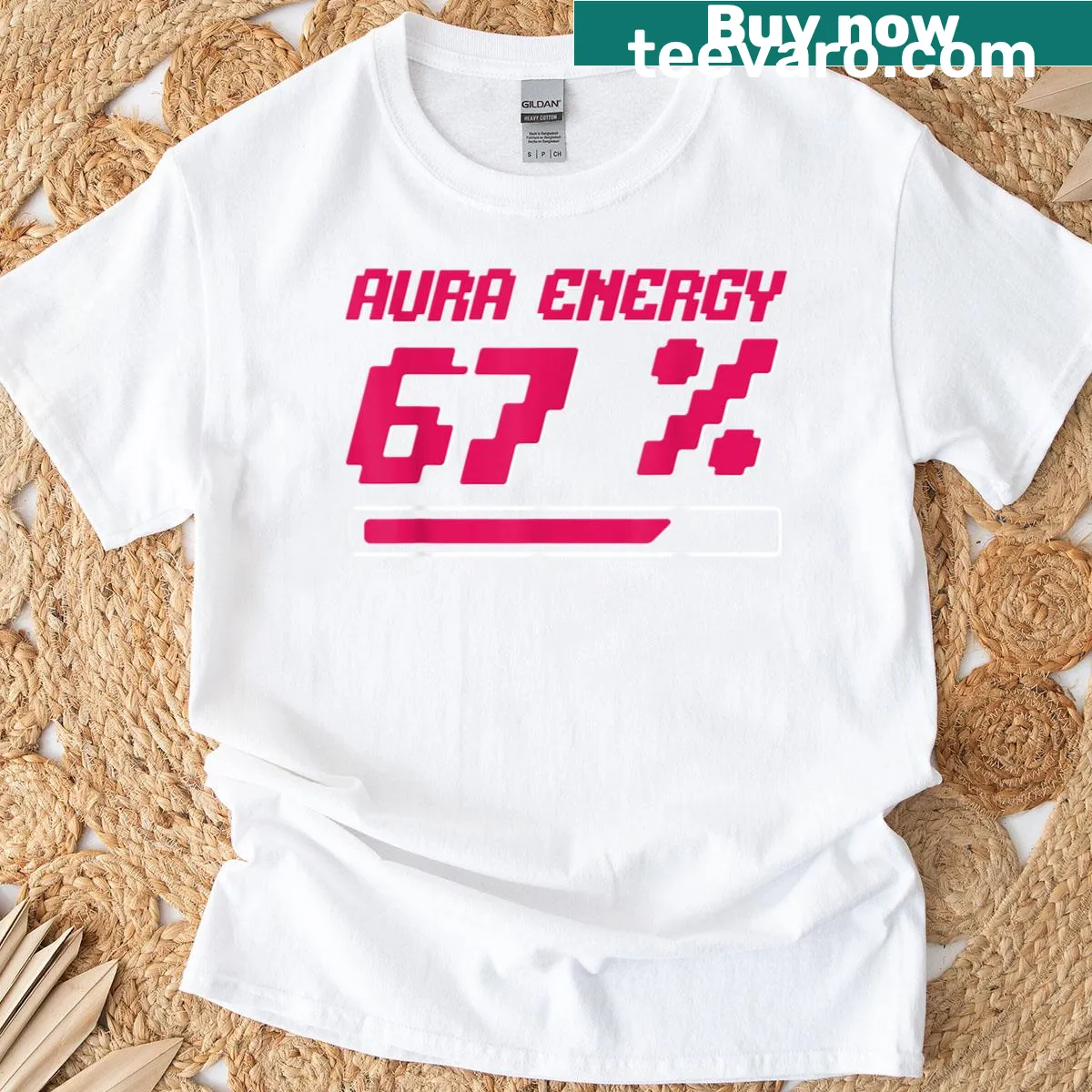 Funny meme T-shirt with text related to six and seven energy — on a men's t-shirt