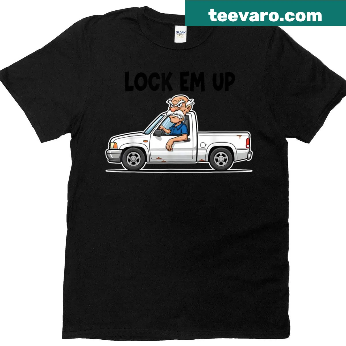 Funny 'Lock Em Up' quote T-shirt for dads — on a men's t-shirt