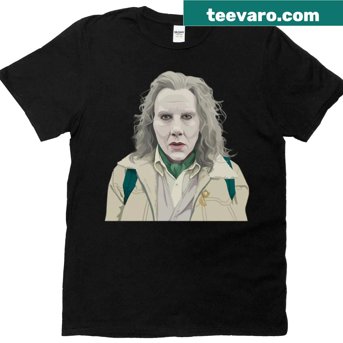 Funny movie-themed t-shirt with a quirky illustration — on a men's t-shirt