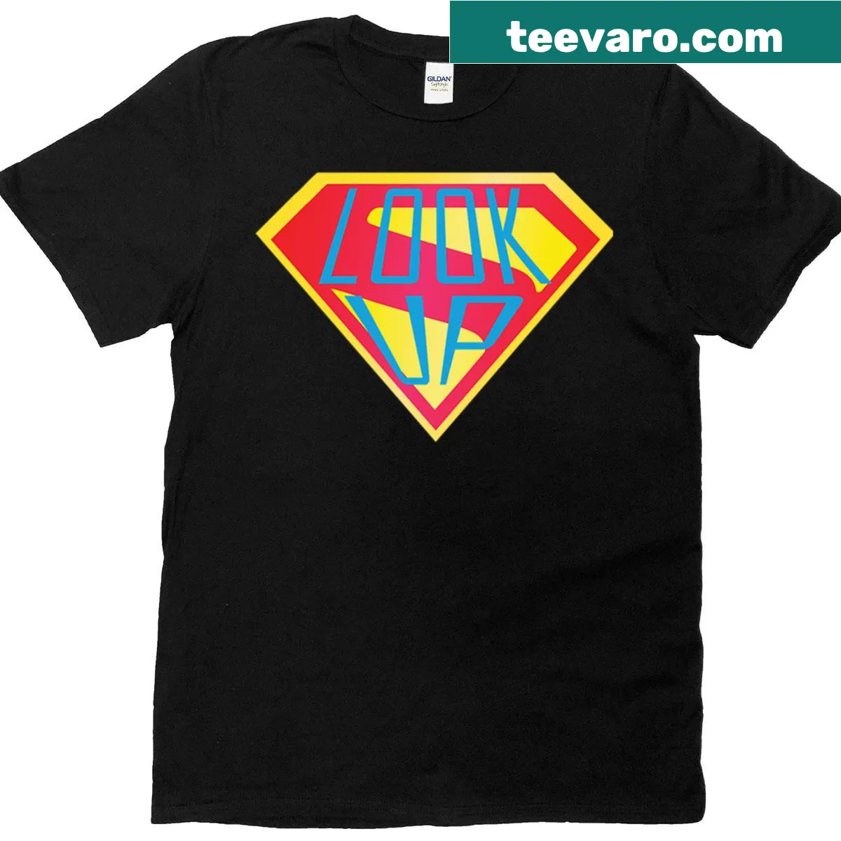 Minimalist t-shirt with the phrase 'Look Up' in stylish typography — on a men's t-shirt