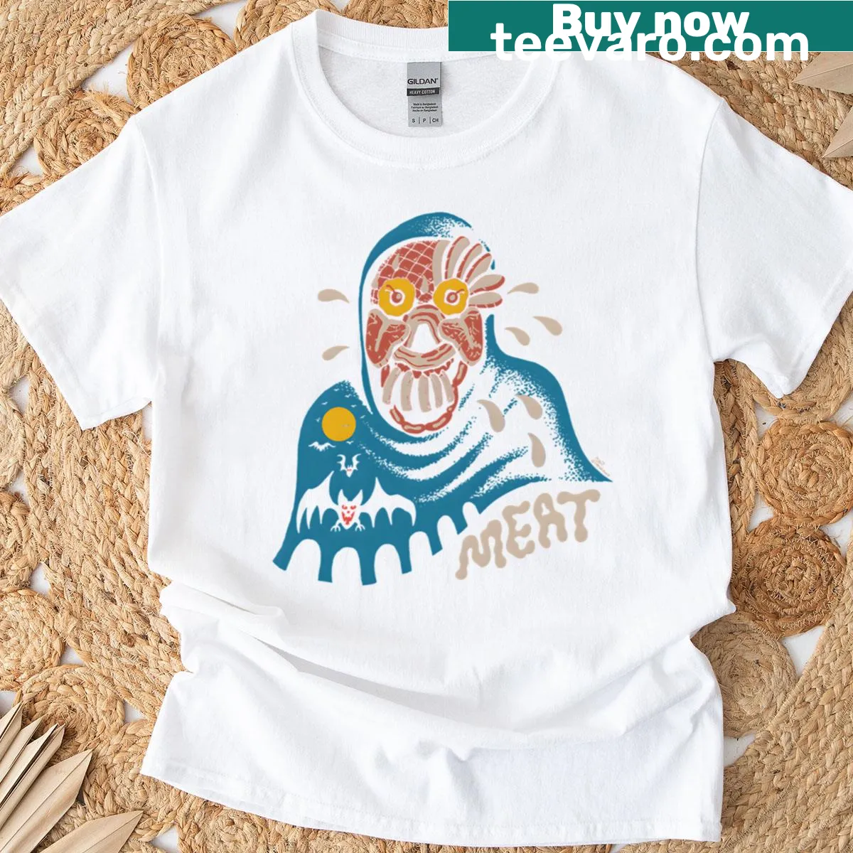 Oversized Meatcanyon T-shirt with whimsical graphic design — on a men's t-shirt