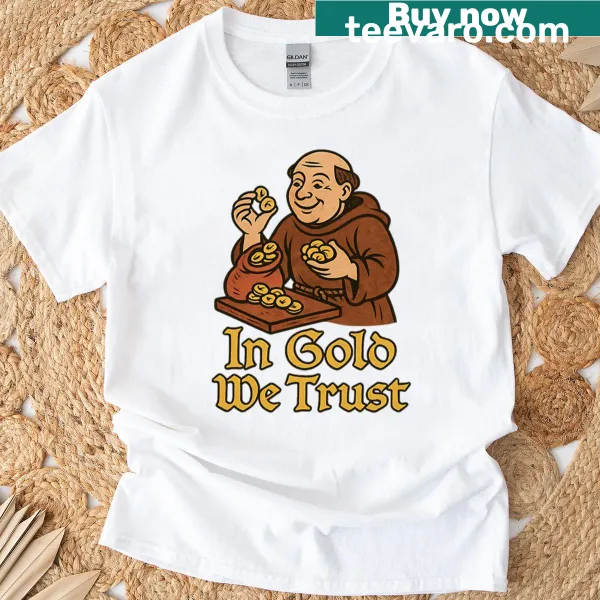 Cartoon t-shirt featuring a medieval monk and humorous text
