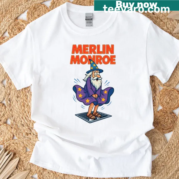 Vintage t-shirt featuring an illustration of Merlin Monroe
