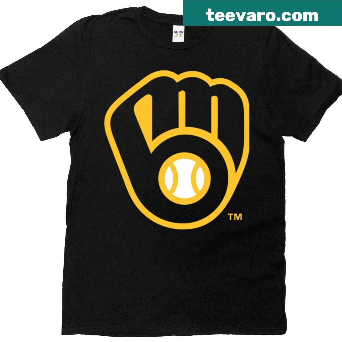 Milwaukee Brewers logo printed T-shirt — on a men's t-shirt