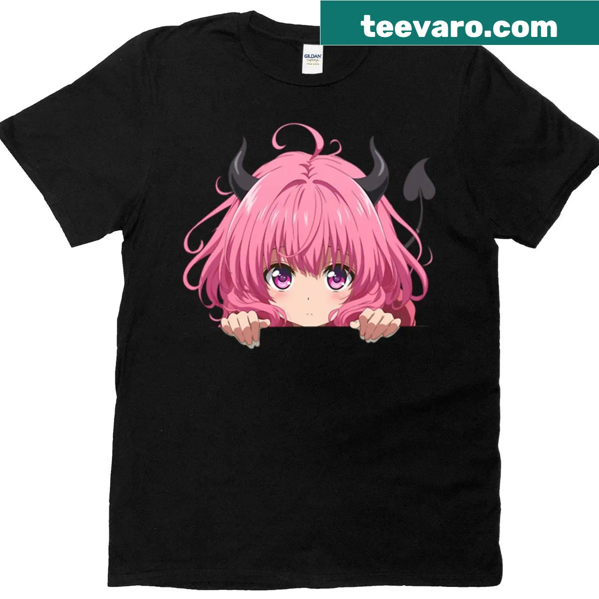 Kawaii chibi t-shirt featuring Momo Belia Deviluke — on a men's t-shirt