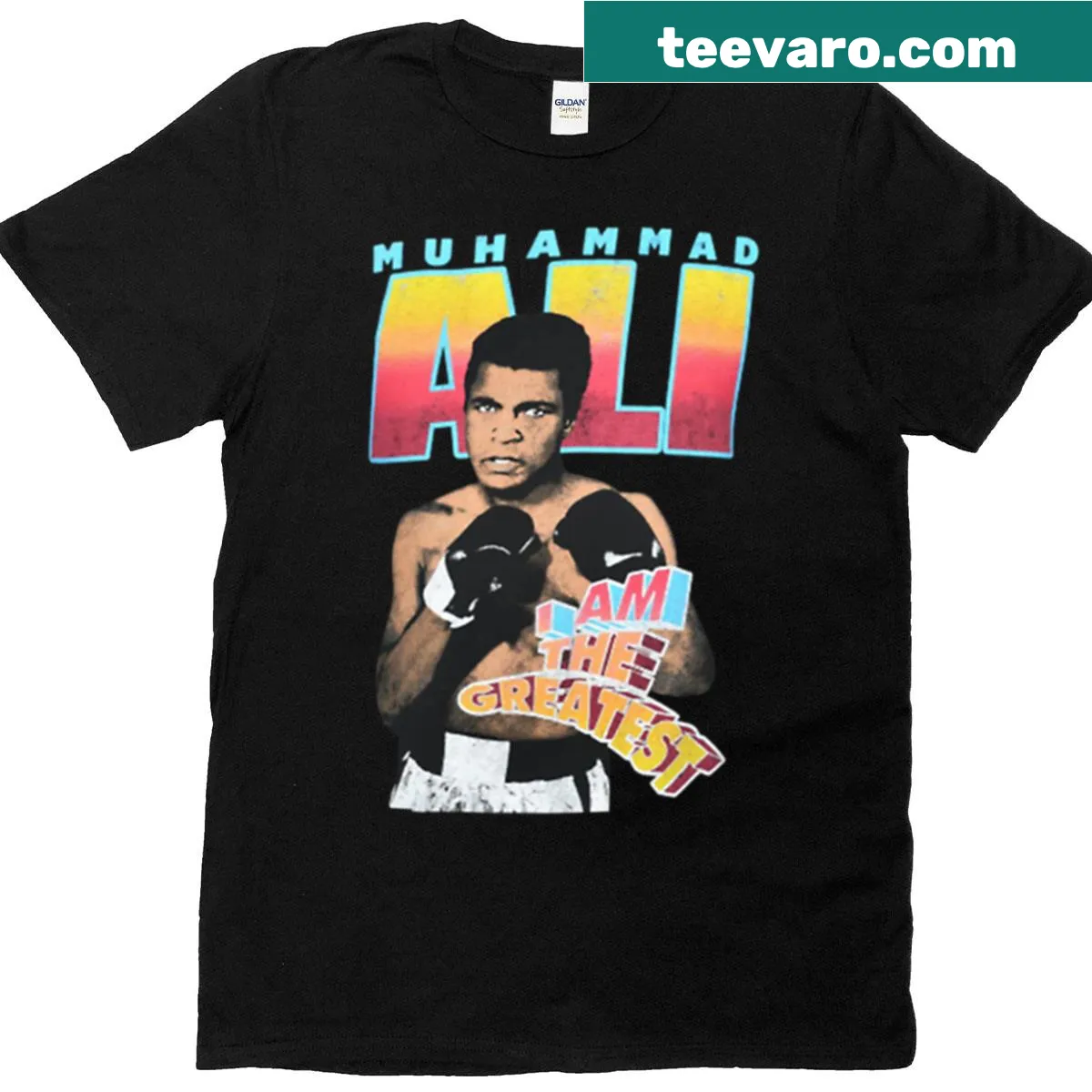 Artistic tribute t-shirt featuring Muhammad Ali — on a men's t-shirt