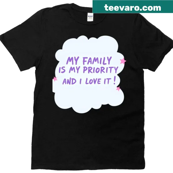 Family-first message T-shirt with positive typography