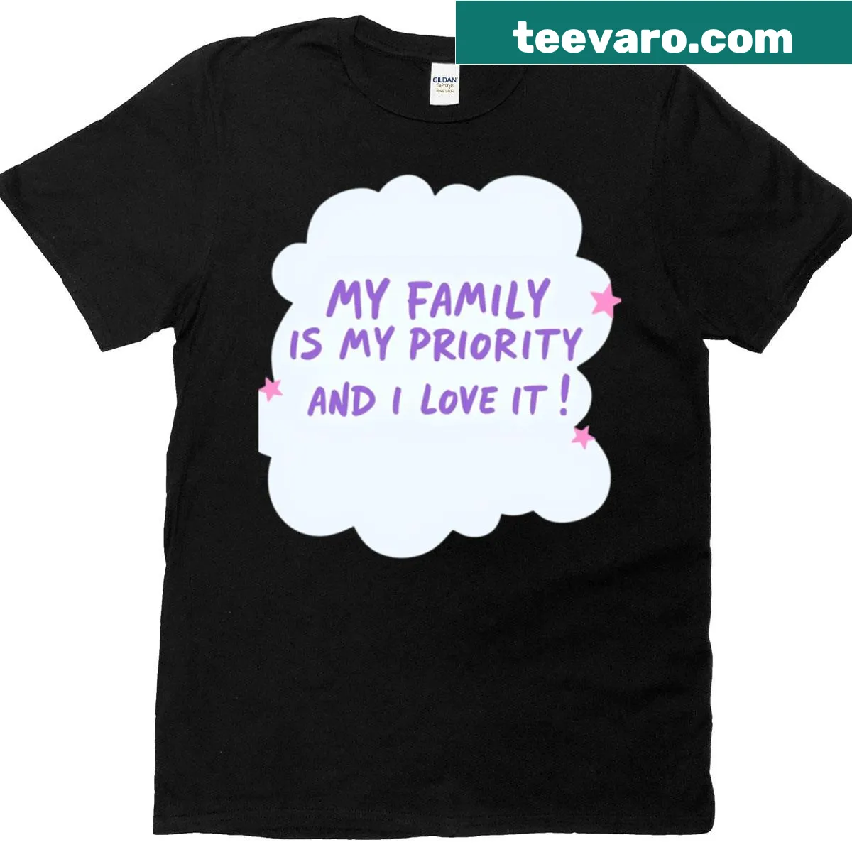 Family-first message T-shirt with positive typography — on a men's t-shirt