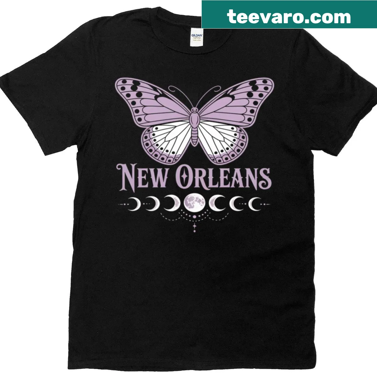 Vintage goth witchcraft T-shirt inspired by New Orleans, perfect for Halloween. — on a men's t-shirt