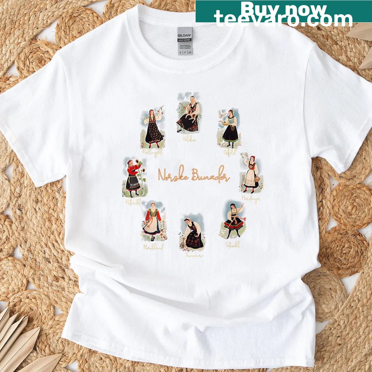 Illustration of Norwegian Bunad costume on a T-shirt — on a men's t-shirt