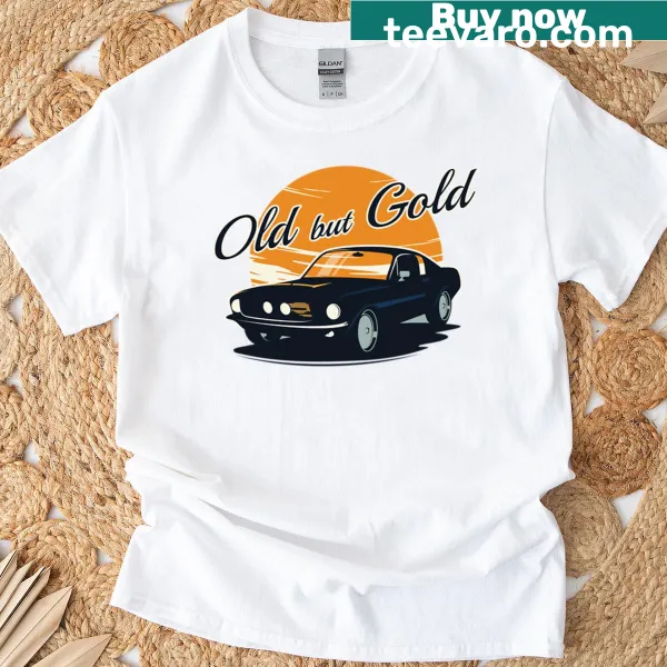 Vintage car t-shirt with a retro sunset design