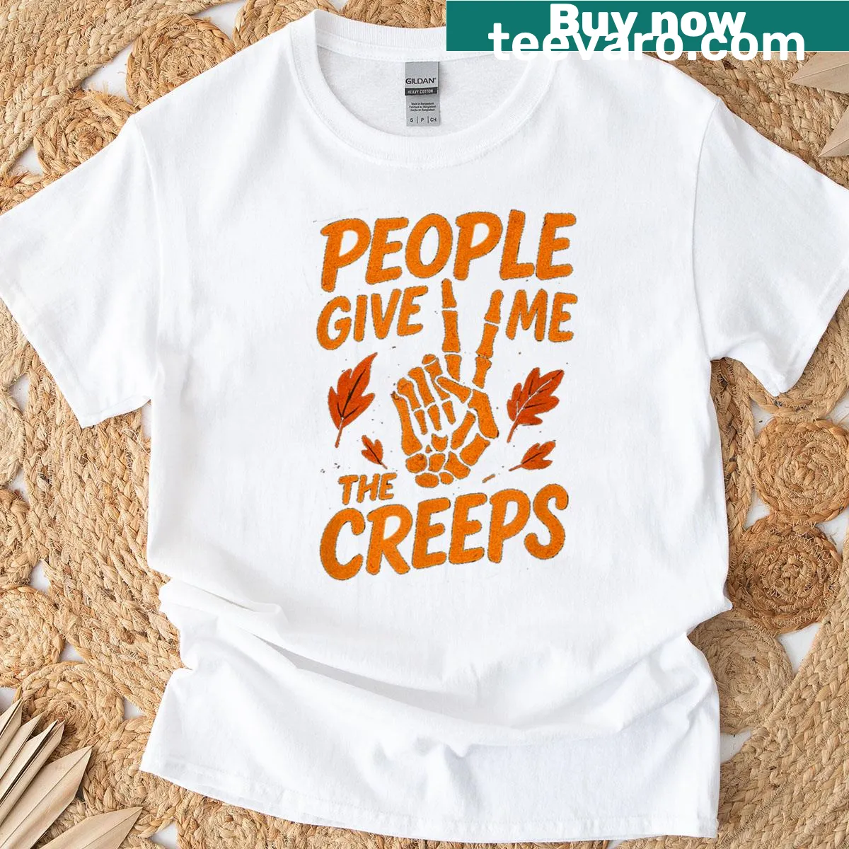 Funny spooky humor T-shirt with the phrase People Give Me The Creeps — on a men's t-shirt
