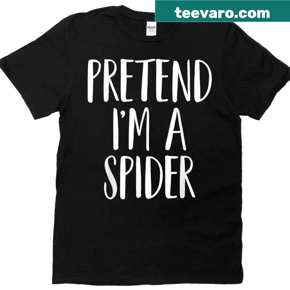 Playful Halloween t-shirt with 'Pretend I'm A Spider' graphic — on a men's t-shirt