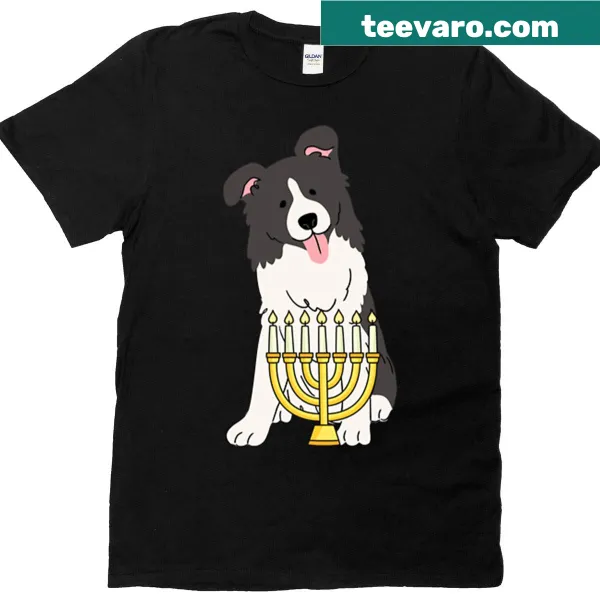 Illustrated T-shirt of a puppy celebrating Hanukkah