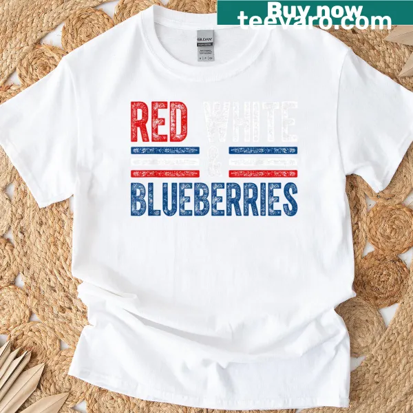 Patriotic T-shirt with American flag and blueberry design