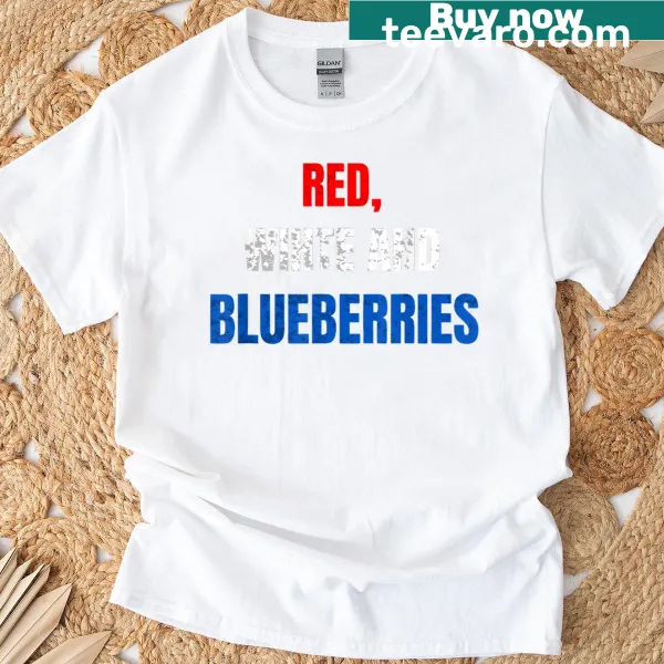 T-shirt with playful graphic of blueberries and American flag colors