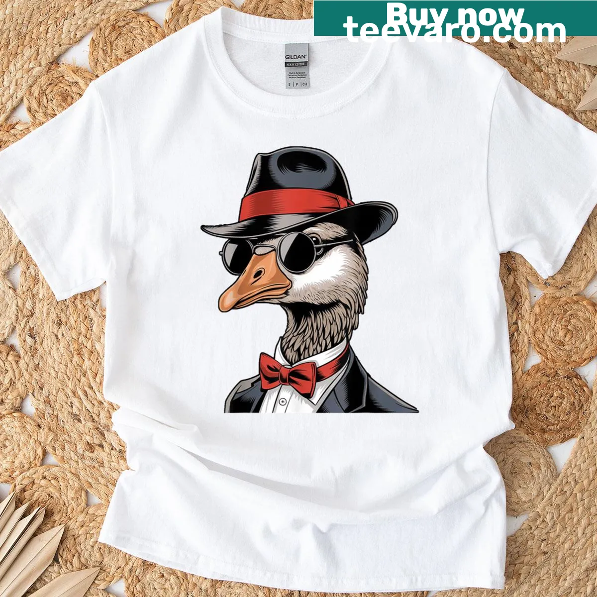 Retro T-shirt featuring a cute duck graphic for animal lovers — on a men's t-shirt