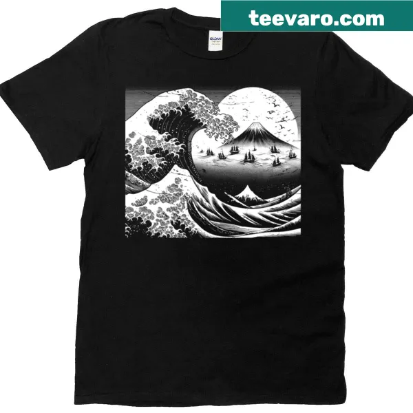 Illustrative Great Wave Off Kanagawa graphic t-shirt