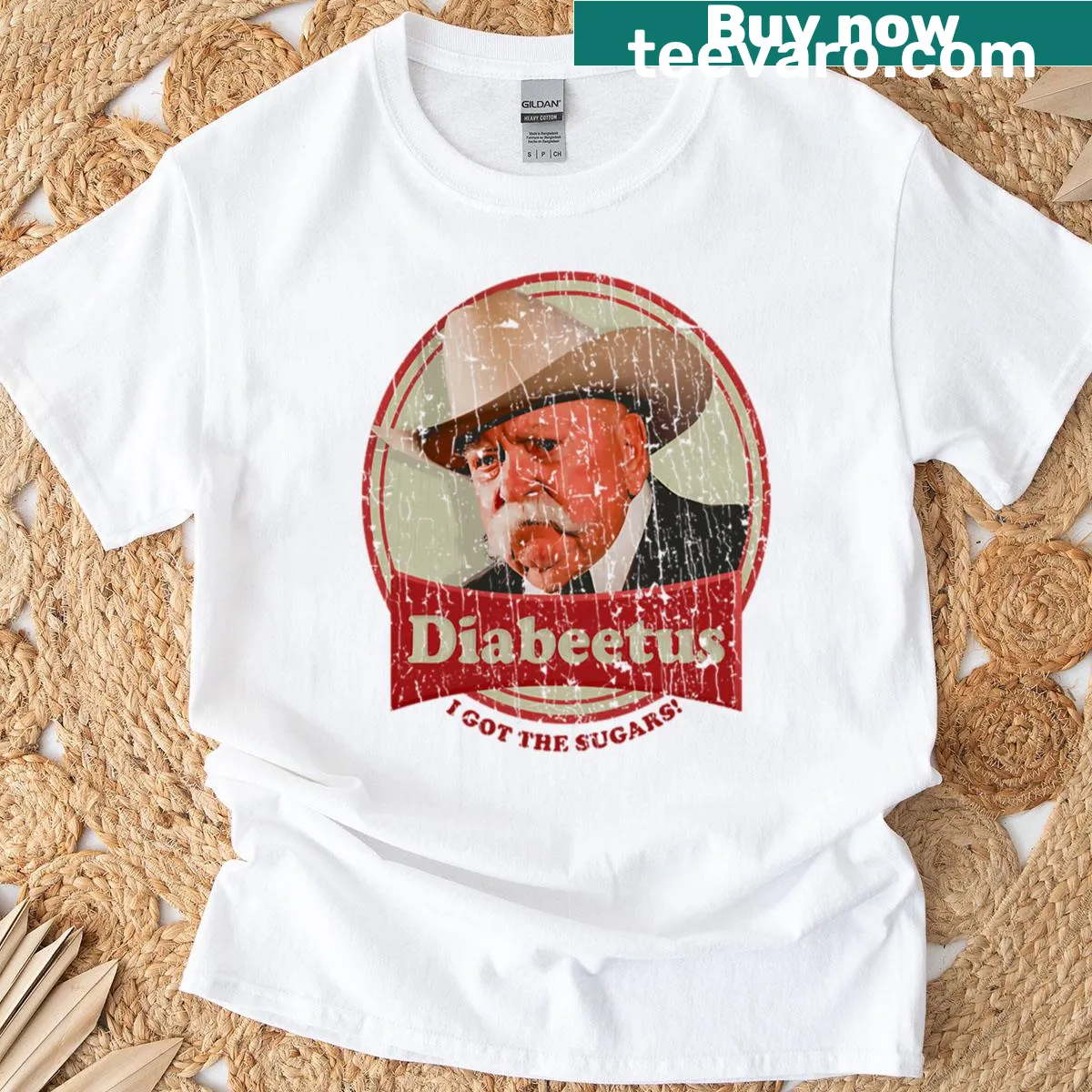 Retro meme T-shirt with 'I Got The Sugars' text — on a men's t-shirt