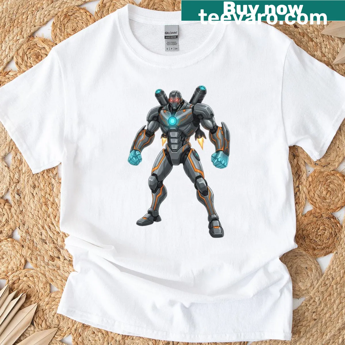 Illustration of a robot on a T-shirt, showcasing technology — on a men's t-shirt