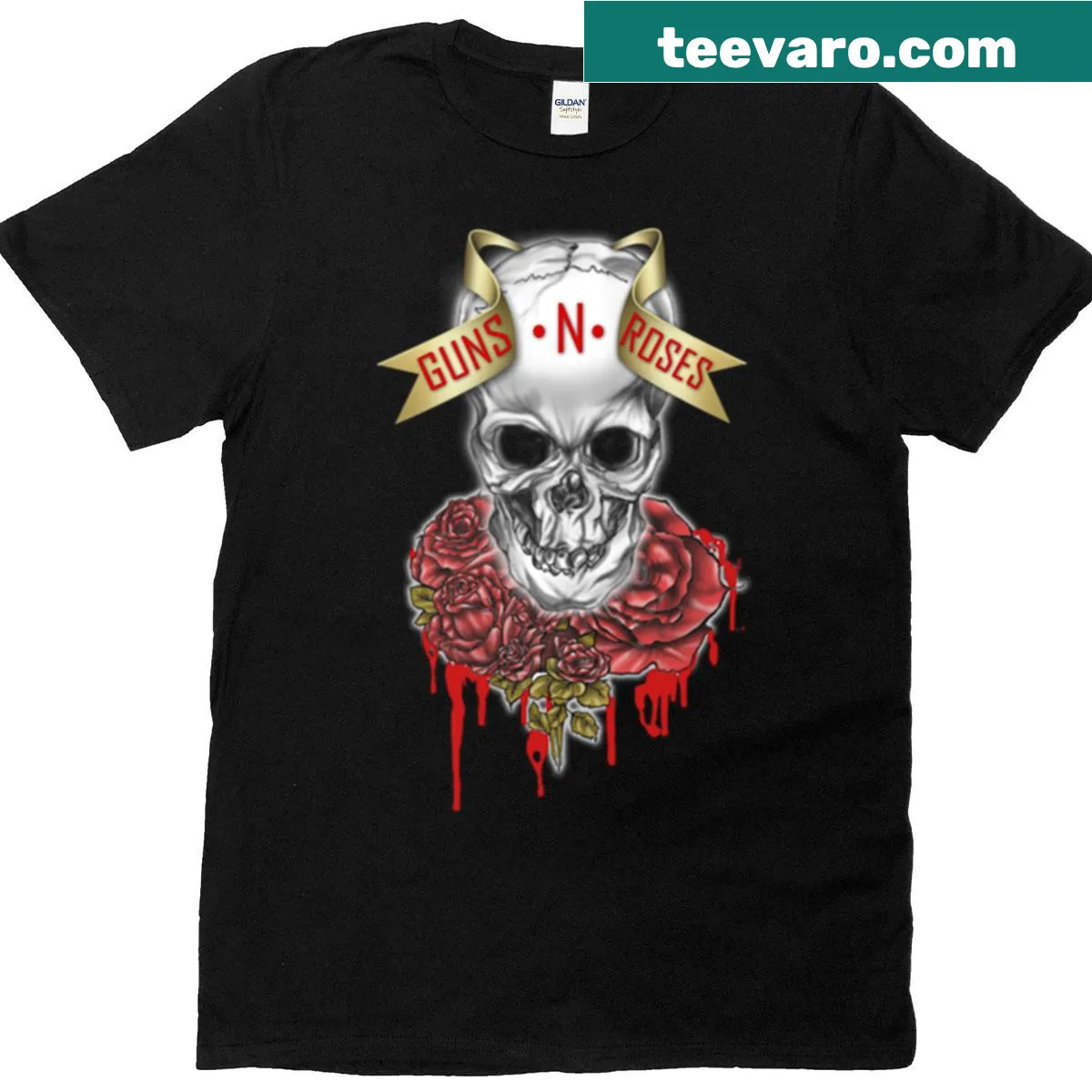Illustration of a skull with roses entwined around it. — on a men's t-shirt
