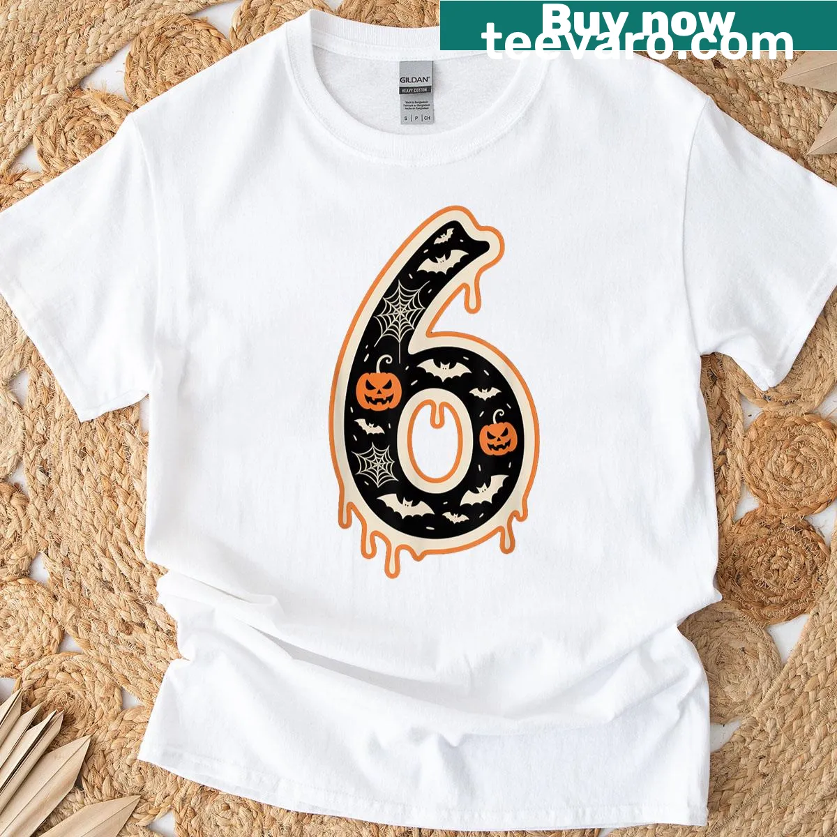 Halloween costume couple t-shirt with Six Seven meme text — on a men's t-shirt
