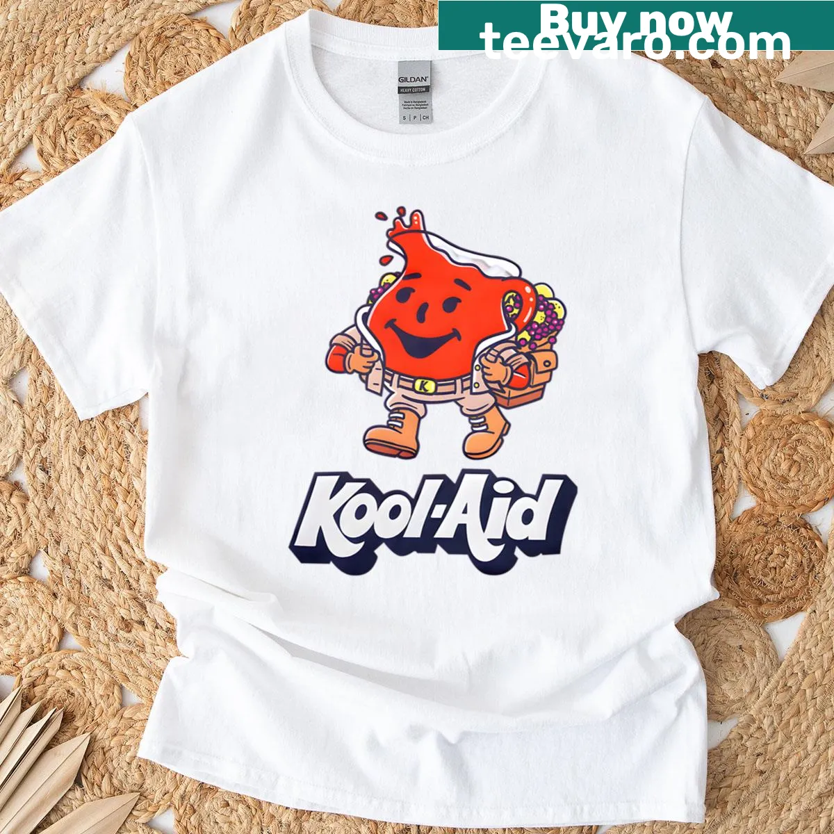 Retro fruit graphic t-shirt with humorous text — on a men's t-shirt