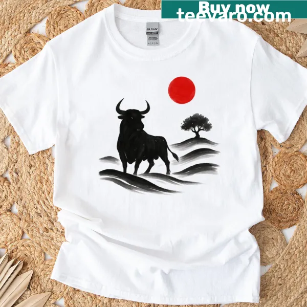 Sumi-e style T-shirt featuring Spanish landscape illustration