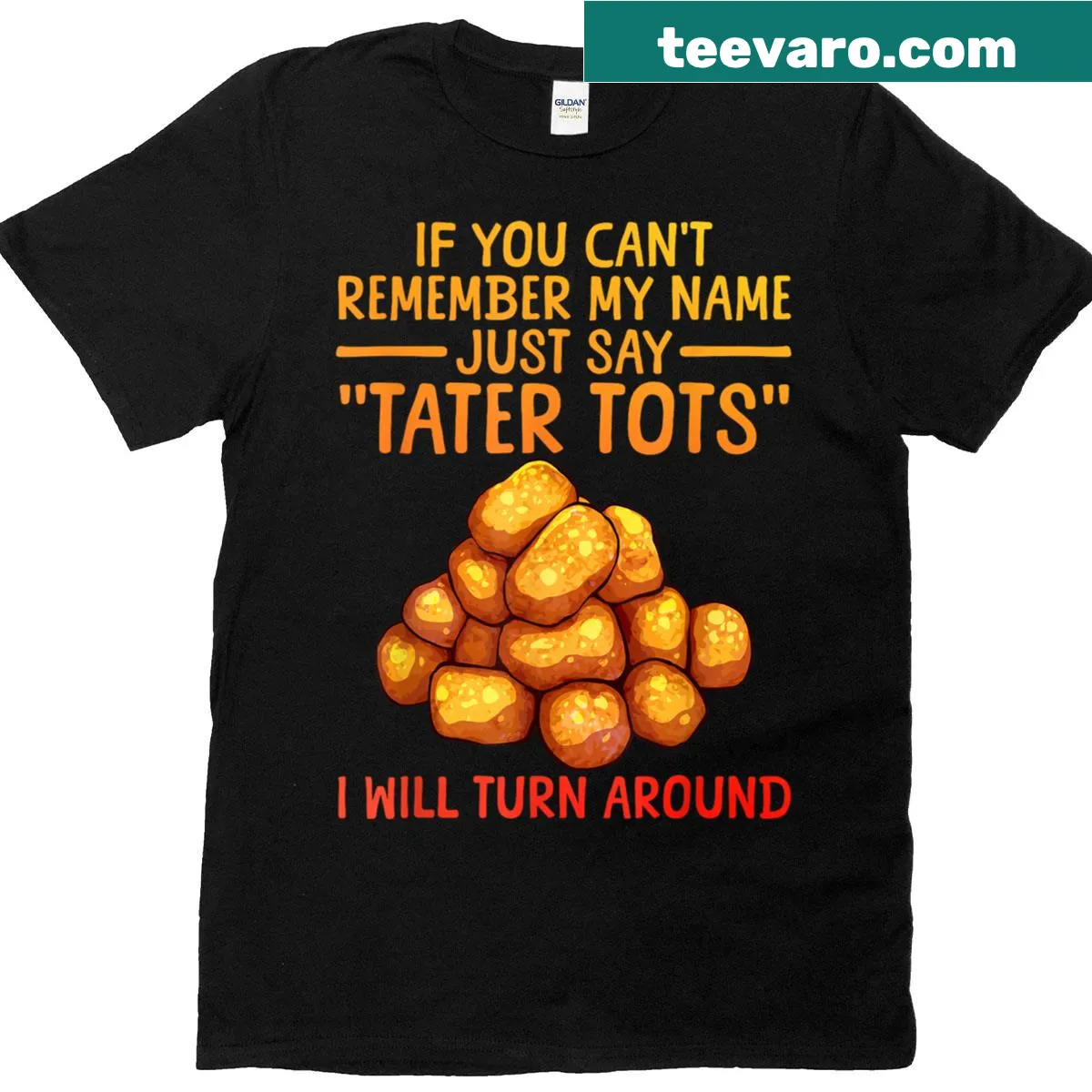 Playful tater tot graphic on a funny food-themed t-shirt — on a men's t-shirt