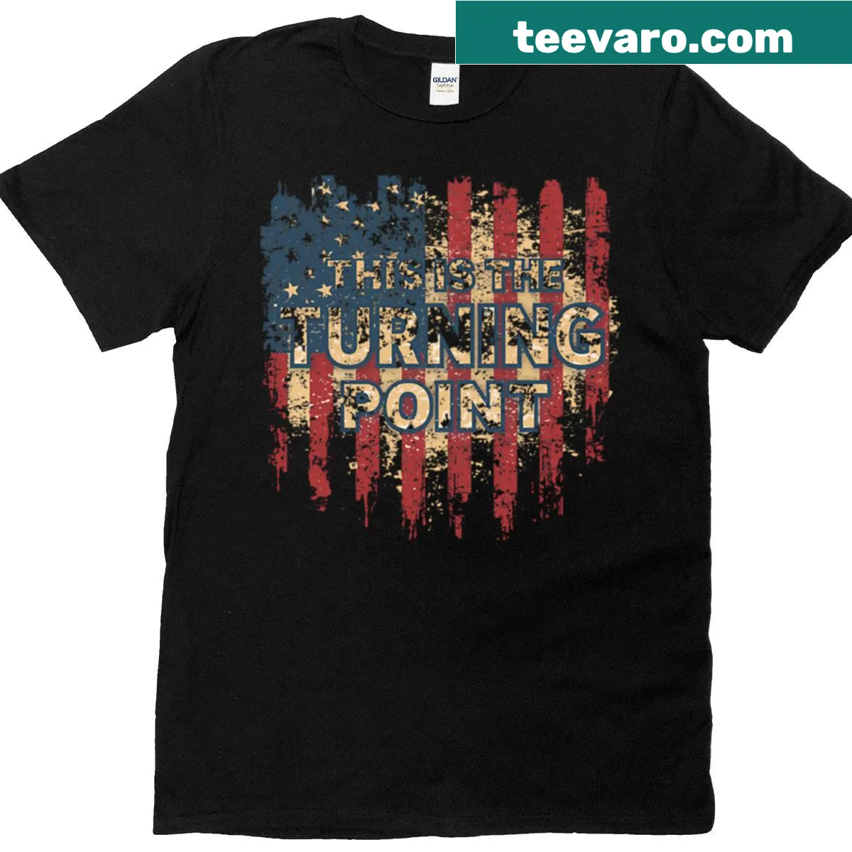 Patriotic T-shirt featuring American flag and rally for freedom — on a men's t-shirt