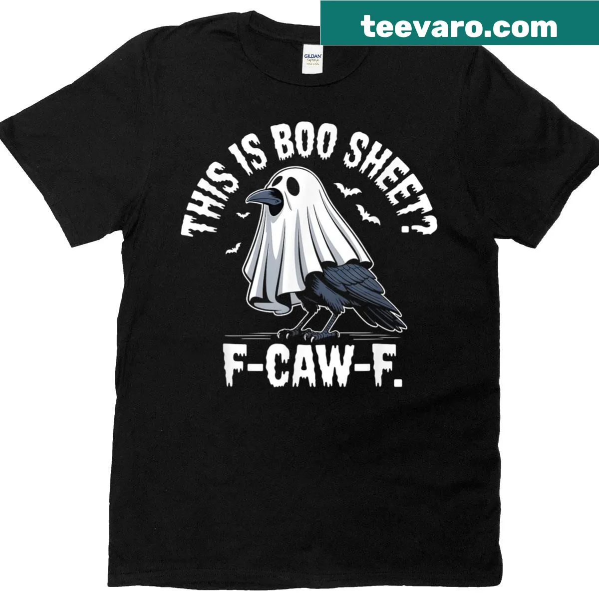 Sarcastic Halloween t-shirt with 'This Is Boo Sheet' text and ghost graphic — on a men's t-shirt