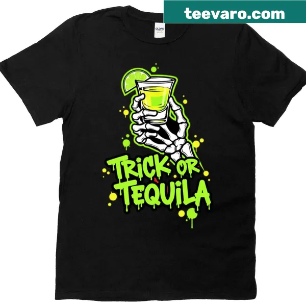 Playful T-shirt with 'Trick Or Tequila' text