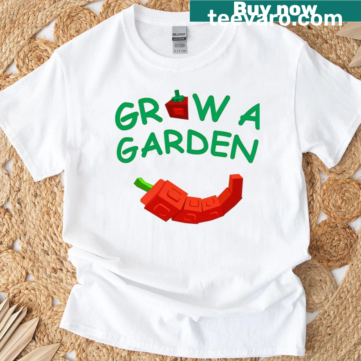 Vintage garden-themed t-shirt with growth and nature graphic — on a men's t-shirt