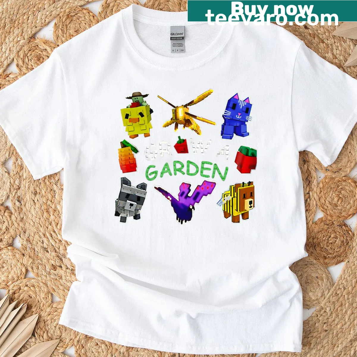 Vintage gardening T-shirt with 'Thumb A Garden Grow' design — on a men's t-shirt