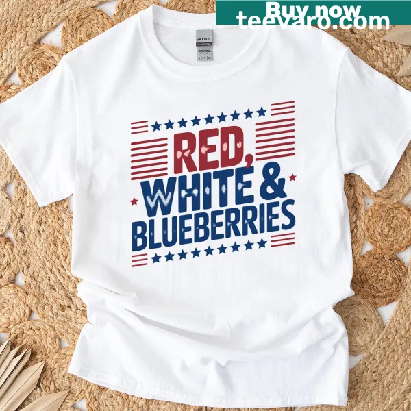 Vintage style t-shirt featuring humorous red, white, and blueberries design