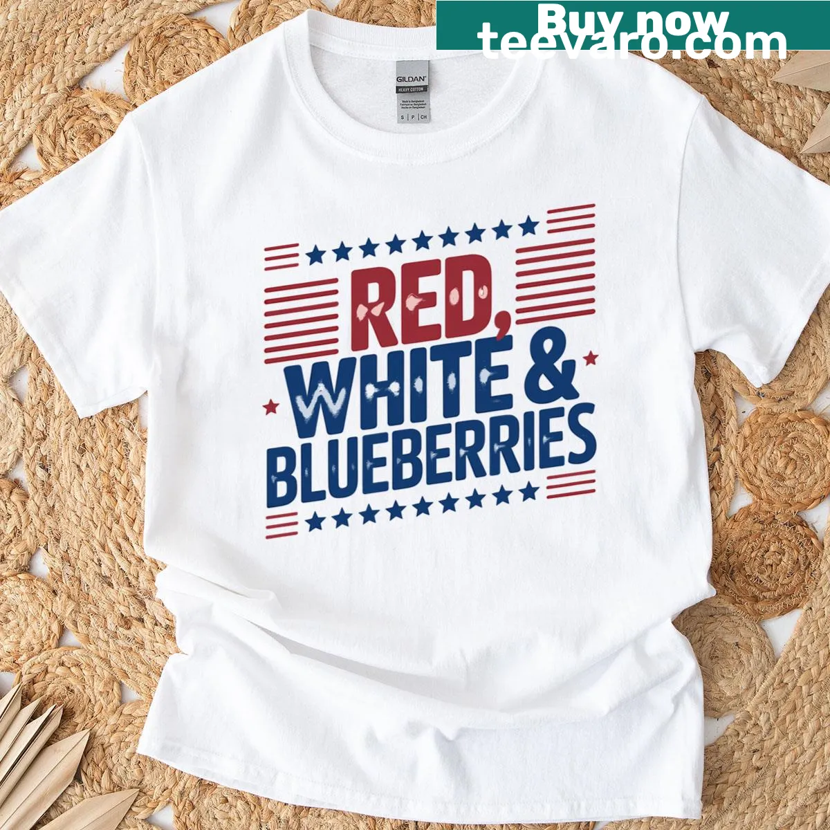 Vintage style t-shirt featuring humorous red, white, and blueberries design — on a men's t-shirt